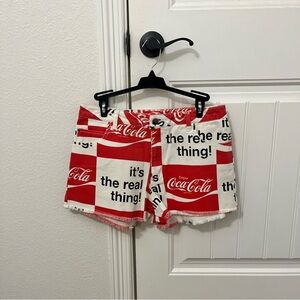 Coca-Cola inspired high rise denim shorts, size L